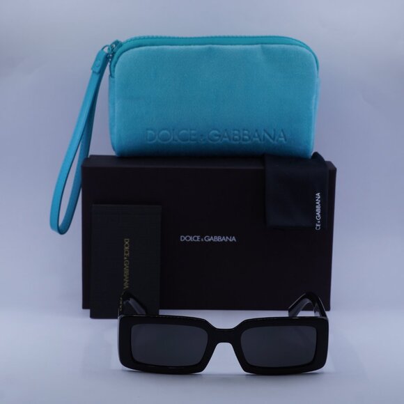 Dolce & Gabbana DG6187 501/87 Rectangle Sunglasses - Black\\Dark Grey main image 11